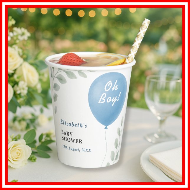 Gobelets En Papier Oh Boy Baby Shower | Modern (Créateur téléchargé)