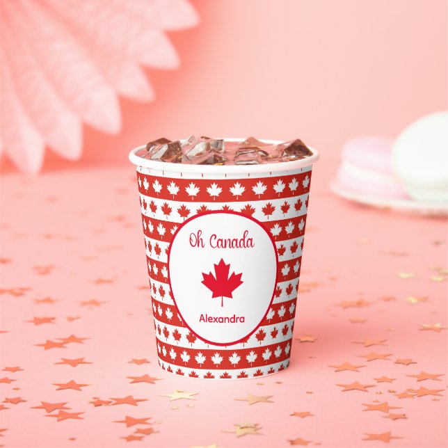 Gobelets En Papier Oh Canada | Elégante feuille d'érable rouge (Insitu)