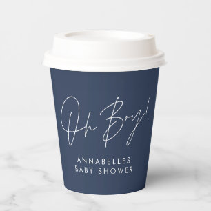 Gobelets En Papier oh garçon Baby shower script marine bleu élégant