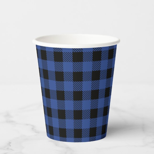 Gobelets En Papier Oh garçon ours bleu Buffalo Plaid Baby shower (Recto)