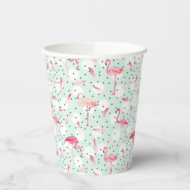 Gobelets En Papier Oiseau Flamant rose Avec Plumes (Gauche)