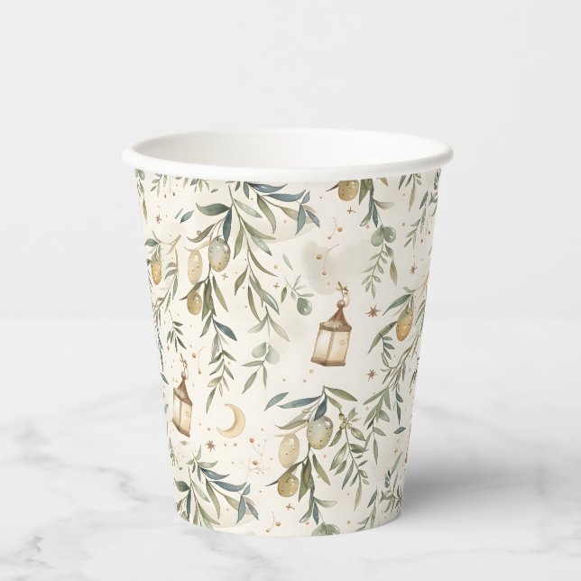 Gobelets En Papier Olive & Lantern Islamic Party Cups (Recto)