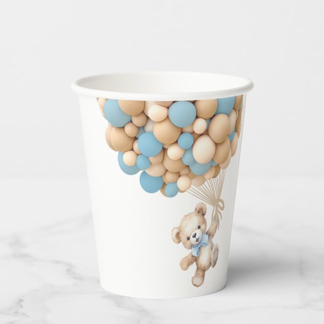 Gobelets En Papier On Peut Attendre Teddy Bear Bleu Balloon (Verso)