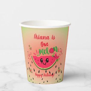 Gobelets En Papier One In a Melon Watermelon Girl's First Birthday