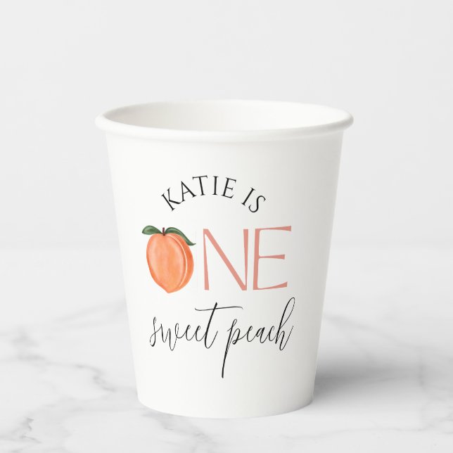 Gobelets En Papier One Sweet Peach 1er anniversaire (Recto)