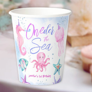 Gobelets En Papier ONEder La Mer   Mermaid 1er anniversaire Cute Ocea