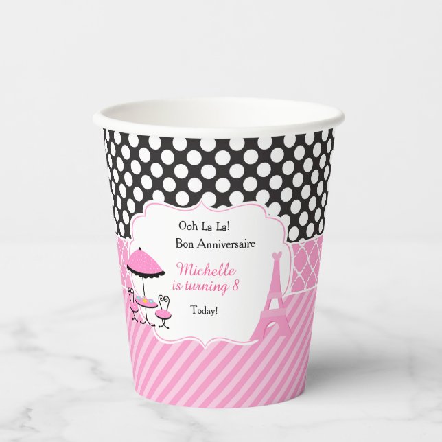 Gobelets En Papier Ooh la la Paris Tea Anniversaire (Recto)