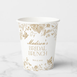 Gobelets En Papier Or Toile De Jouy Vintage Floral Mariage Petit Déje