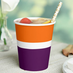 Gobelets En Papier Orange blanc violet couleur pâle Conception des bl