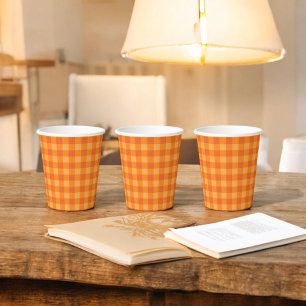 Gobelets En Papier Orange Buffalo Plaid Holiday