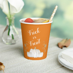Gobelets En Papier Orange Cute Citrouille Trick Ou Traiter Halloween