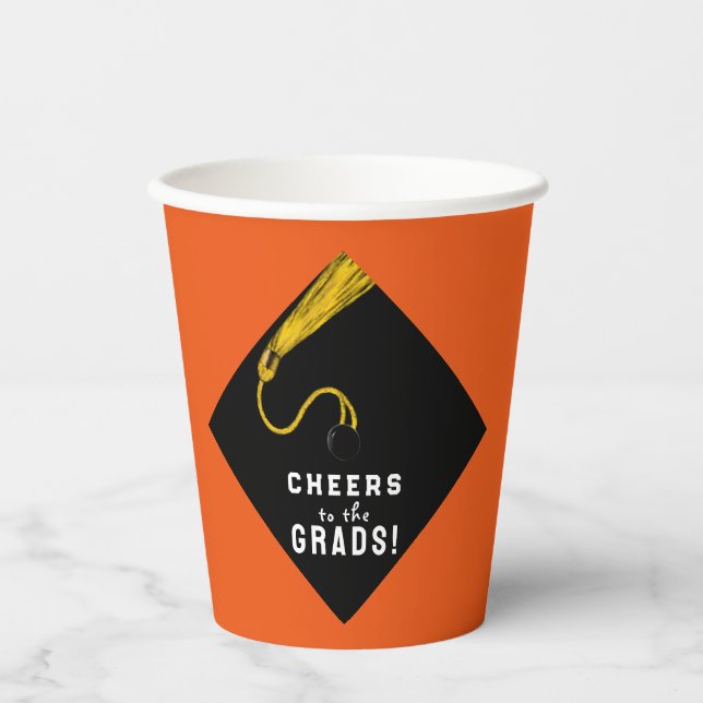 Gobelets En Papier Orange Graduation Party (Recto)
