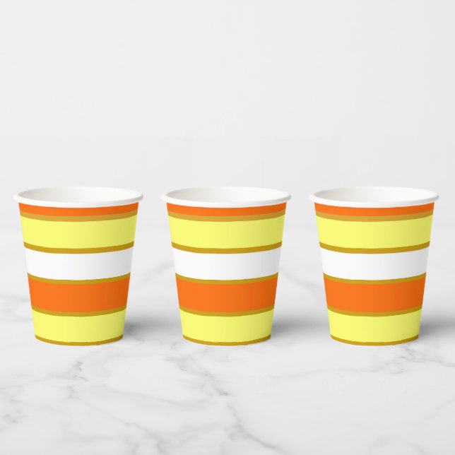 Gobelets En Papier Orange, jaune et White Stripes (Multi)