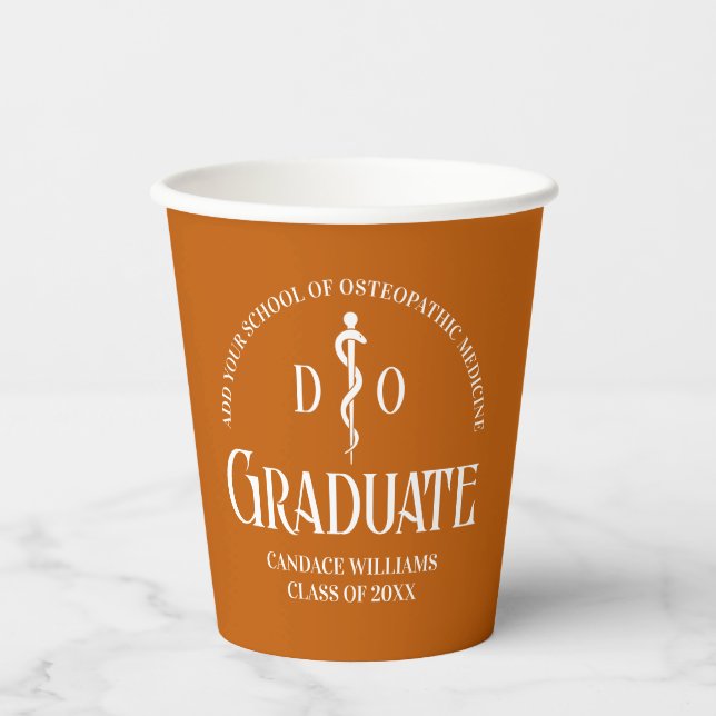 Gobelets En Papier Orange Ostéopathic Médicale School Graduation Part (Recto)