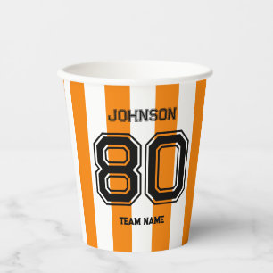 Gobelets En Papier Orange Sports Team Custom Name Numéro d'équipe Gam