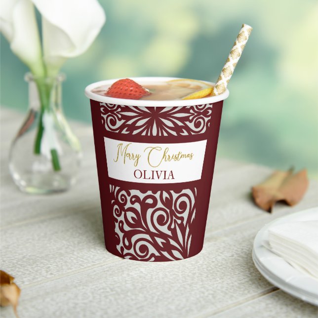 Gobelets En Papier Ornements de Noël à la sculpture rouge (Insitu)