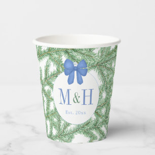 Gobelets En Papier Ornements de Noël à monogramme Fête de fiançailles