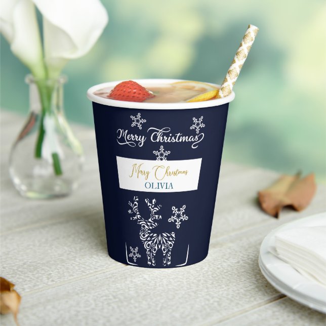 Gobelets En Papier Ornements de Noël en bleu sculpté (Insitu)