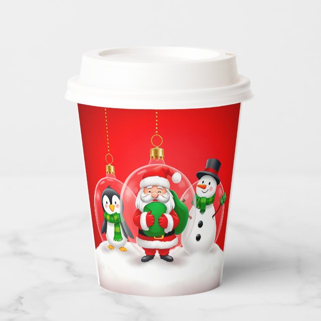 Gobelets En Papier Ornements de Noël festifs (Recto)