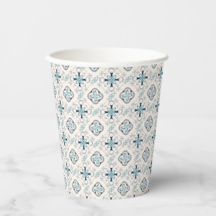 Gobelets En Papier ornements marocains bleu crème ethnique design Est