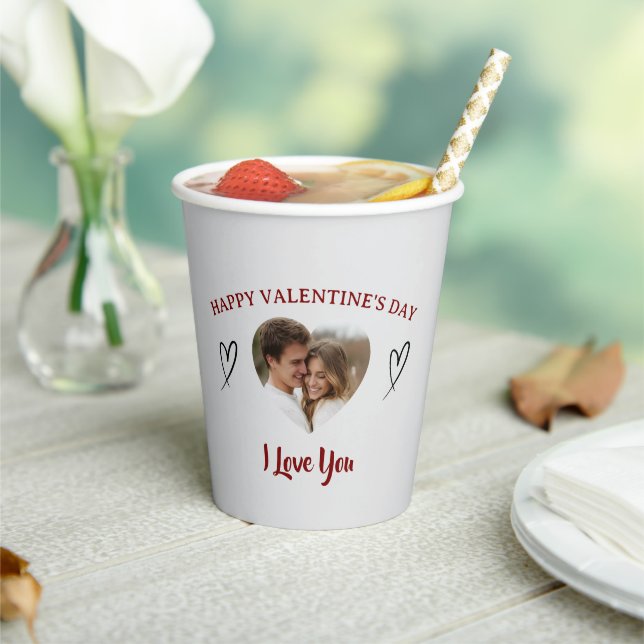 Gobelets En Papier Our Love Custom Photo Valentine’s Day Paper Cup (Insitu)