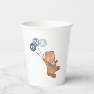 Gobelets En Papier Ours avec 3 Ballons Bleus