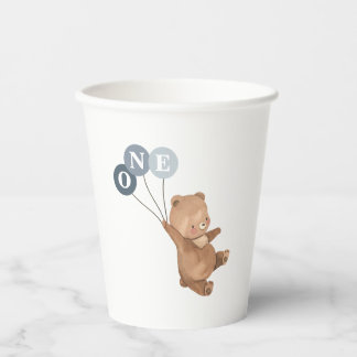 Gobelets En Papier Ours avec 3 Ballons Bleus