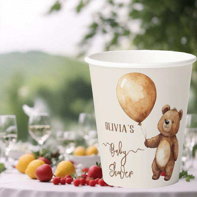 Gobelets En Papier Ours Ballons Nuages Attendre Baby shower Bearly (Créateur téléchargé)
