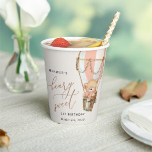 Gobelets En Papier Ours En Conflit, Ballotte À Air Chaud Rose, Premie