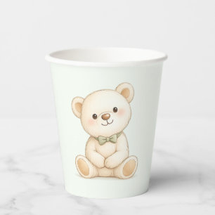 Gobelets En Papier Ours en peluche beige clair à l'aquarelle avec du