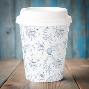 Gobelets En Papier Ours en peluche Toile Bleue Baby Shower