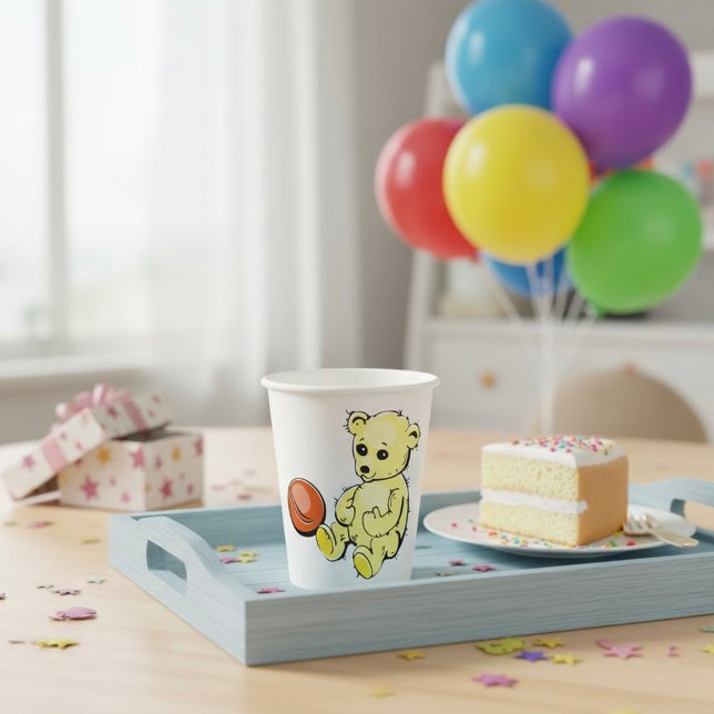 Gobelets En Papier Ours Jaune Teddy (Créateur téléchargé)