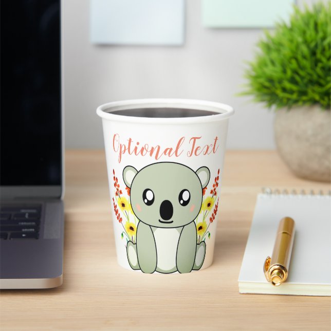 Gobelets En Papier Ours Koala mignon avec fleurs (Insitu)