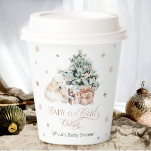 Gobelets En Papier Ours polaire Hiver Baby shower moderne
