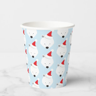 Gobelets En Papier Ours polaire Santa Chapeau animal Noël