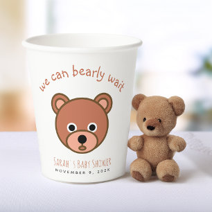 Gobelets En Papier Ourson en peluche Nous pouvons à peine attendre Fê