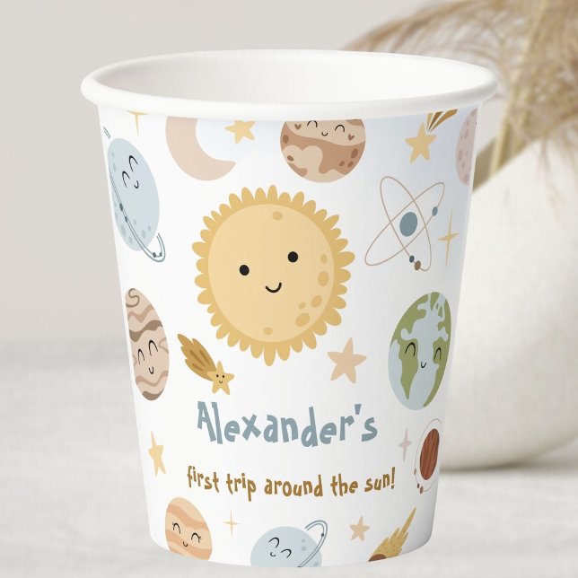 Gobelets En Papier Outer Space Birthday First Trip Birthday Paper (Créateur téléchargé)