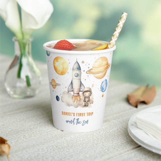 Gobelets En Papier Outer Space Boy 1er Voyage autour du soleil Annive (Insitu)