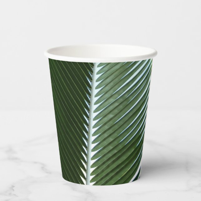 Gobelets En Papier Overlapping Palm Fronds Tropical Green Abstract (Verso)