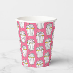 Gobelets En Papier Paillettes de Cupcake Cœur Rose Glaçé Dessert Amou