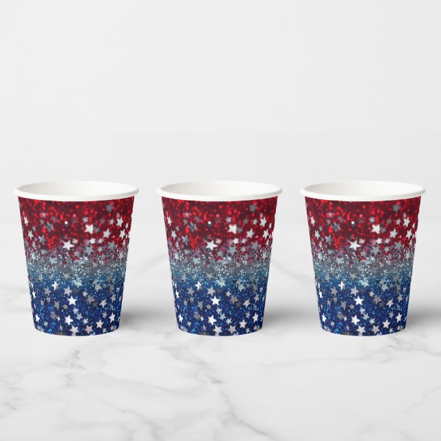 Gobelets En Papier Paillettes Patriotiques (Multi)