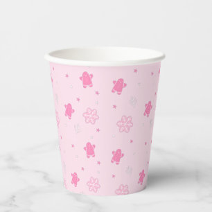 Gobelets En Papier Pain d'épice rose de Noël Homme Snowflakes Motif