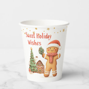 Gobelets En Papier Pain d'épices, sapin de Noël