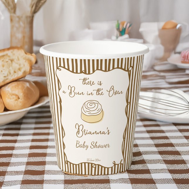 Gobelets En Papier Pains au four bébé à venir shower monogrammé (Bun in the oven baking baby shower monogrammed paper cups personalized baby shower table decor)