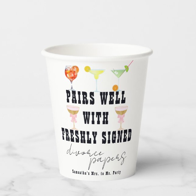 Gobelets En Papier Pairs Well Divorce Papiers Cocktail Brunch Party (Recto)