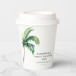 Gobelets En Papier Palm Tree Family Vacances Custom