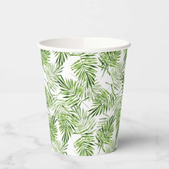 Gobelets En Papier Palm vert Feuilles (Gauche)