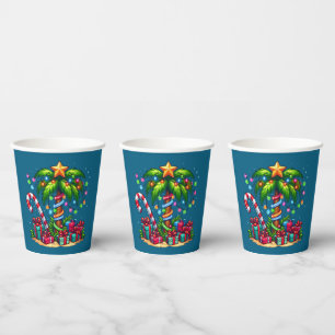 Gobelets En Papier Palmier de Noël tropical