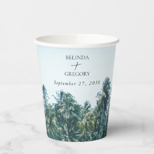 Gobelets En Papier Palmiers tropicaux & Plage Destination Mariage