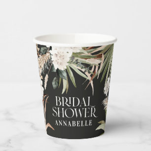 Gobelets En Papier Pampas de douche nuptiale noir moderne boho fête e